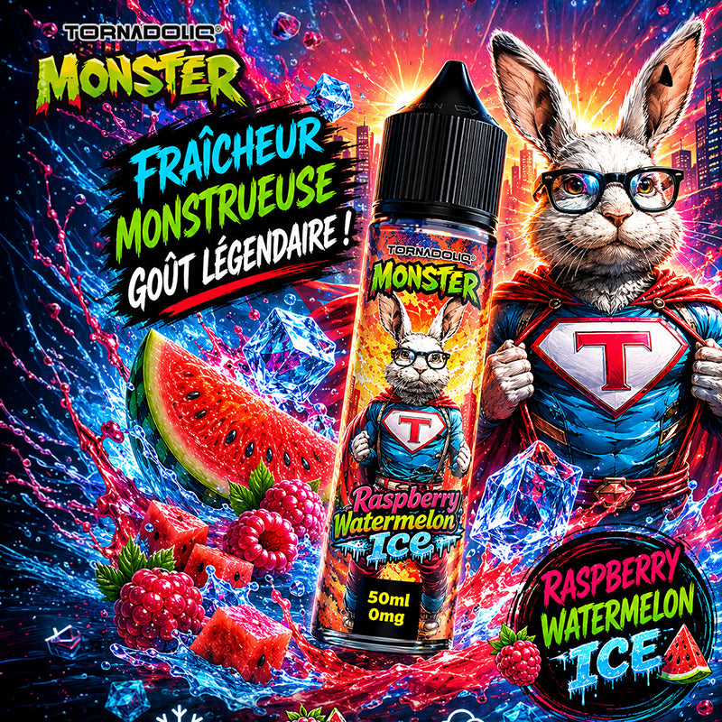 Raspberry Watermelon Ice 0mg 50ml - Monster by Tornadoliq